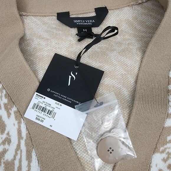 Cardigan Sweater Simply Vera Vera Wang Medium Button Up Patterned Sweater $58 - Picture 3 of 7